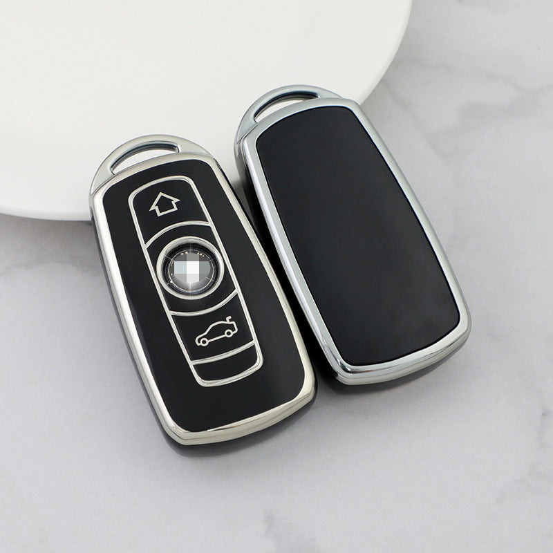 Carsine BMW Car Key Cover Silver Edge Black / Key case