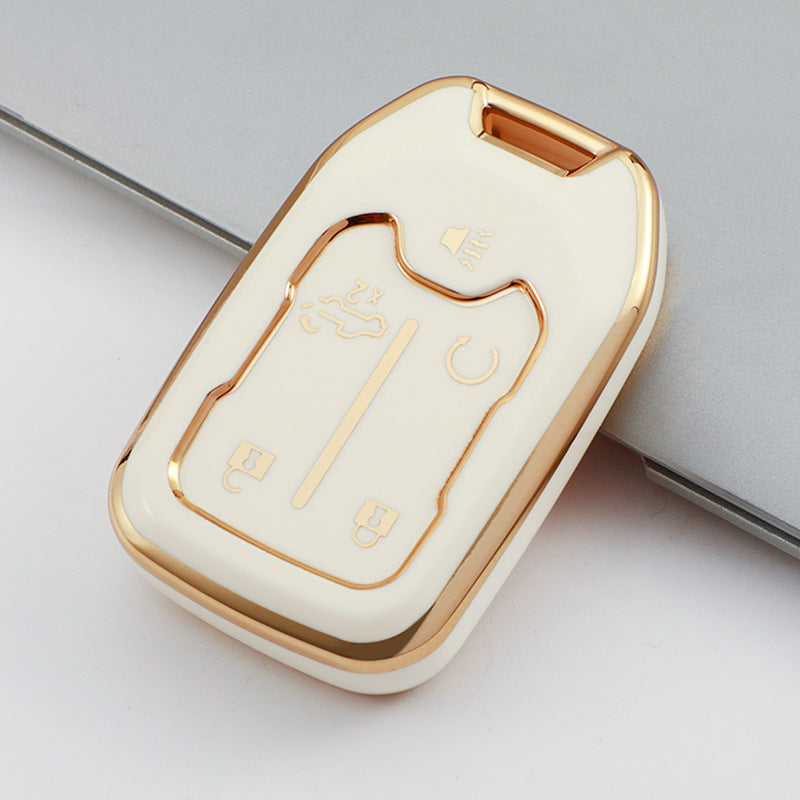 Carsine Chevrolet GMC Car Key Case Golden Edge White / Key case