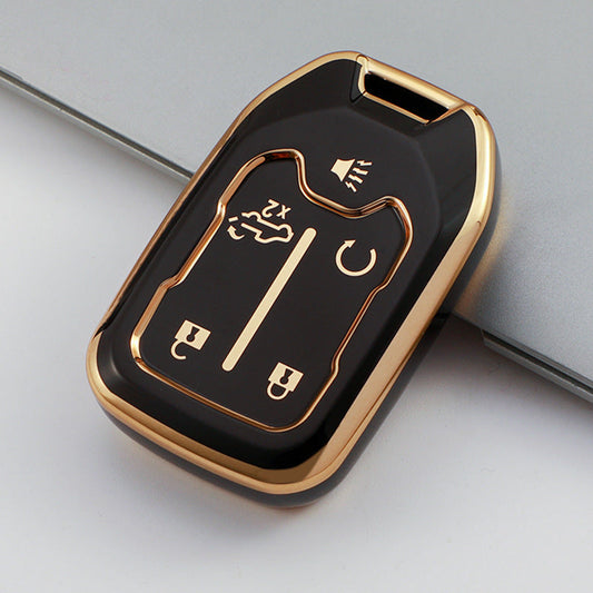 Carsine Chevrolet GMC Car Key Case Golden Edge Black / Key case