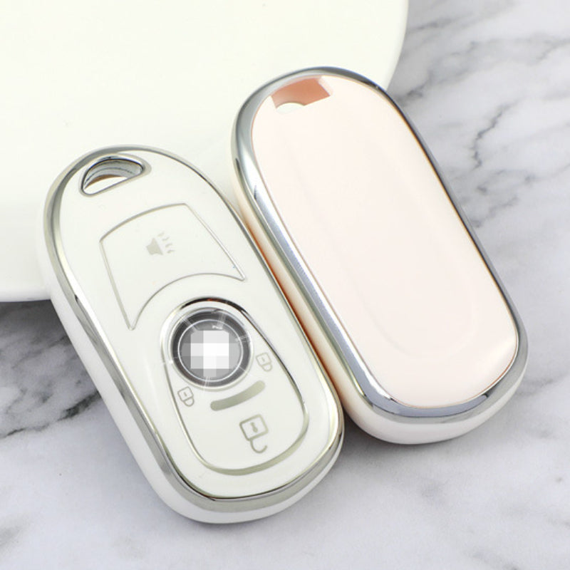 Carsine Buick Car Key Cover Silver Edge White / Key case