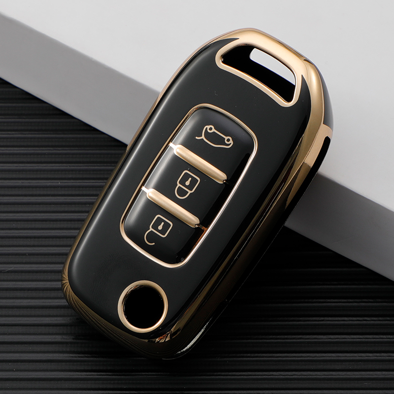 Carsine Renault Car Key Case Golden Edge Black / Key case