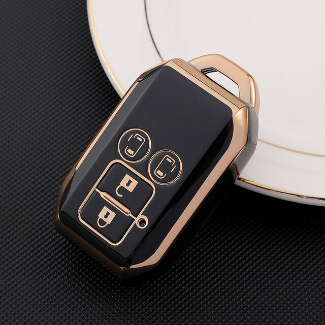 Carsine Suzuki Car Key Case Golden Edge Black / Key case