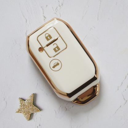 Carsine Suzuki Car Key Case Golden Edge White / Key case