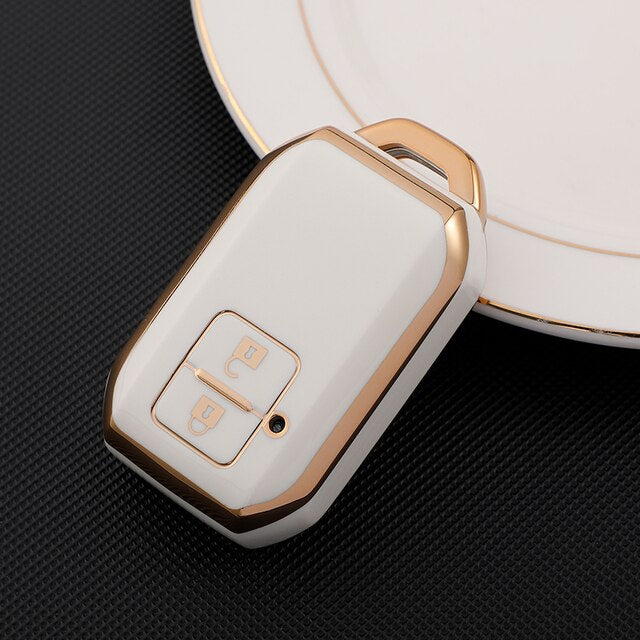 Carsine Suzuki Car Key Case Golden Edge White / Key case