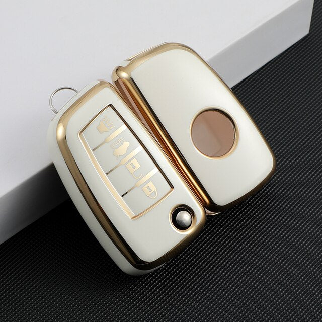 Carsine Nissan Car Key Case Golden Edge White / Key case