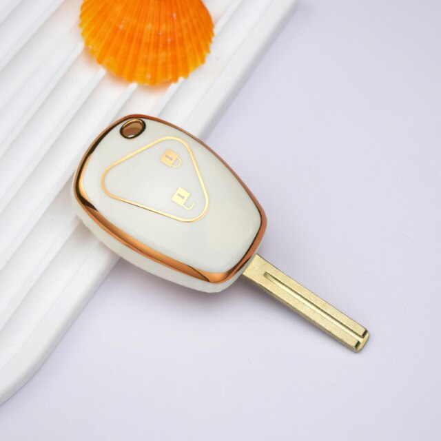 Carsine Renault Car Key Case Golden Edge White / Key case