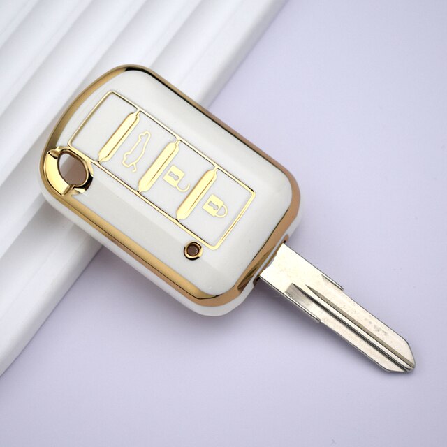 Carsine Mitsubishi Car Key Case Golden Edge White / Key case