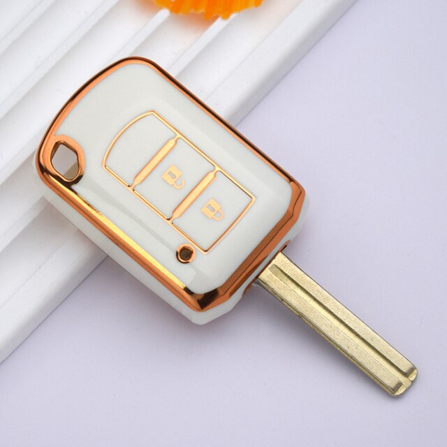 Carsine Mitsubishi Car Key Case Golden Edge White / Key case