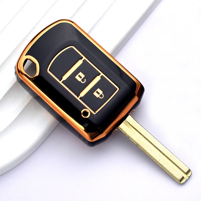 Carsine Mitsubishi Car Key Case Golden Edge Black / Key case