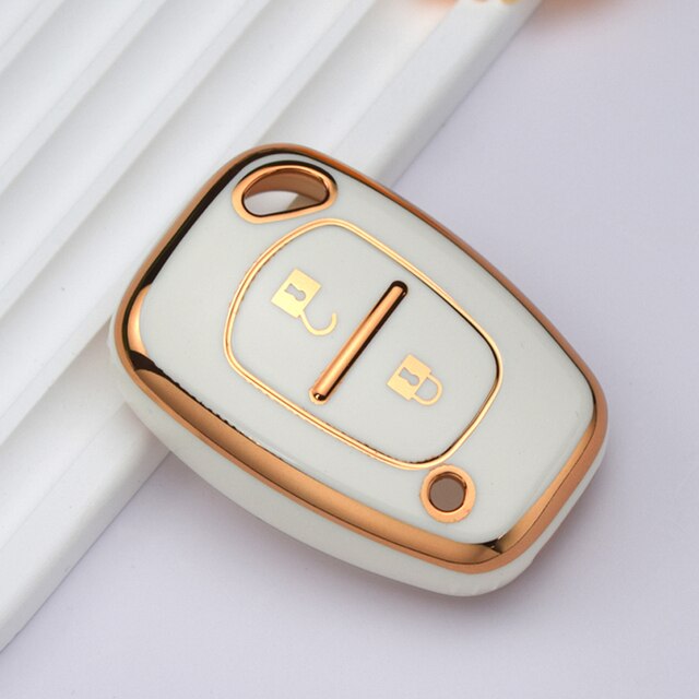 Carsine Renault Car Key Case Golden Edge White / Key case