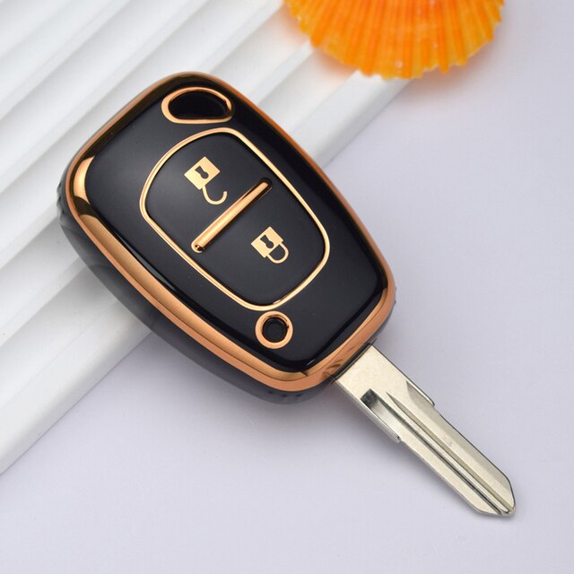 Carsine Renault Car Key Case Golden Edge Black / Key case