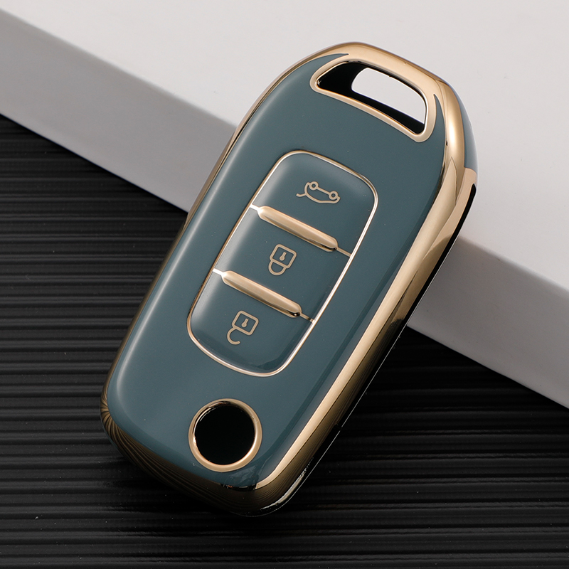 Carsine Renault Car Key Case Golden Edge Grey / Key case