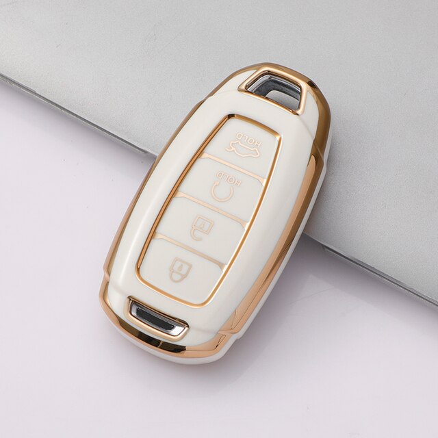 Carsine Hyundai Car Key Case Golden Edge White / Key case