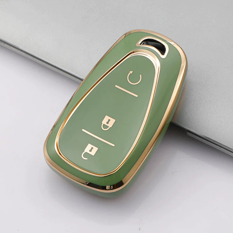 Carsine Chevrolet Car Key Case Golden Edge Green / Key case