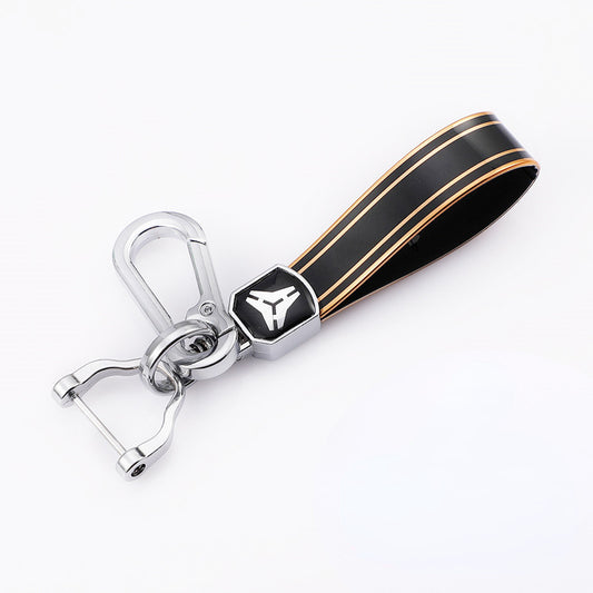 Carsine Leather Key Strap Golden Edge Black