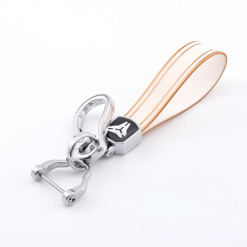 Carsine Leather Key Strap Golden Edge White