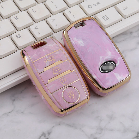 Carsine Kia Car Key Case Gold Inlaid With Jade Pink / Key case