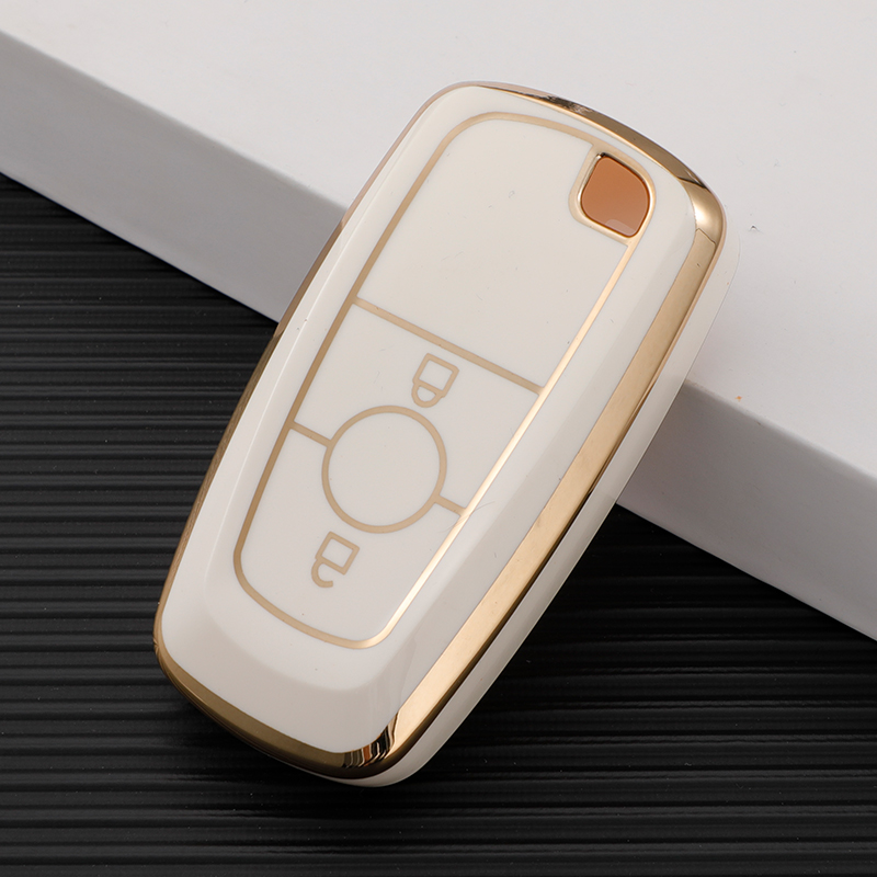 Carsine Ford Car Key Case Golden Edge White / Key case