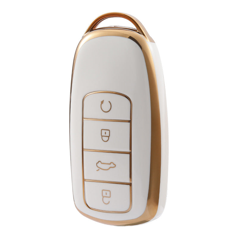 Carsine Chery Car Key Case Golden Edge White / Key case