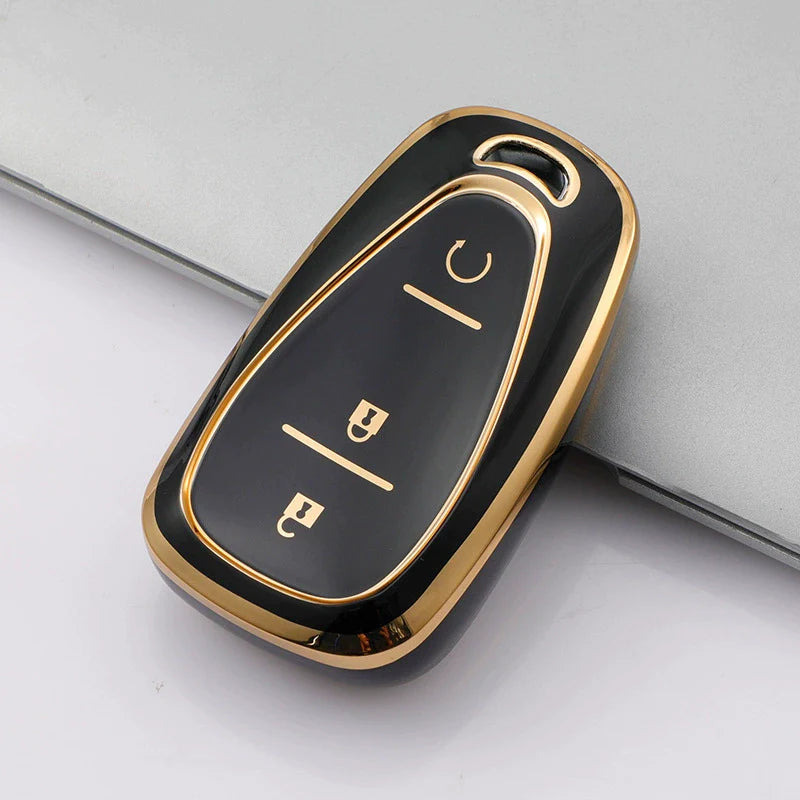 Carsine Chevrolet Car Key Case Golden Edge Black / Key case