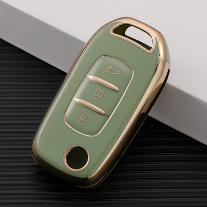 Carsine Renault Car Key Case Golden Edge Green / Key case