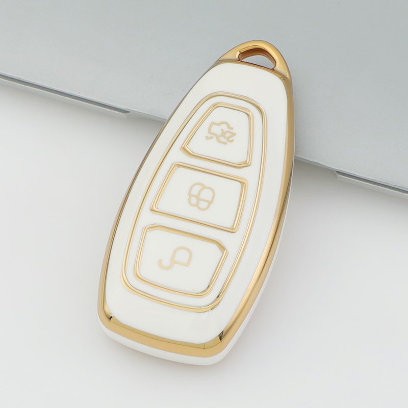 Carsine Ford Car Key Case Golden Edge White / Key case