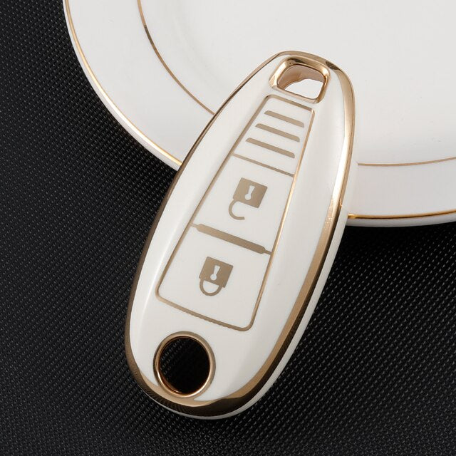 Carsine Suzuki Car Key Case Golden Edge White / Key case