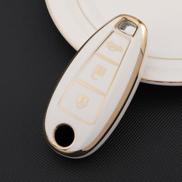 Carsine Suzuki Car Key Case Golden Edge White / Key case