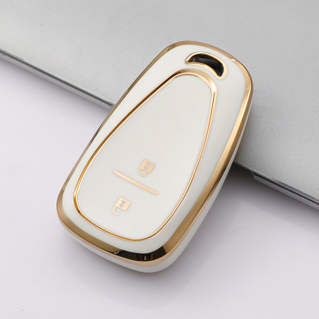 Carsine Chevrolet Car Key Case Golden Edge White / Key case