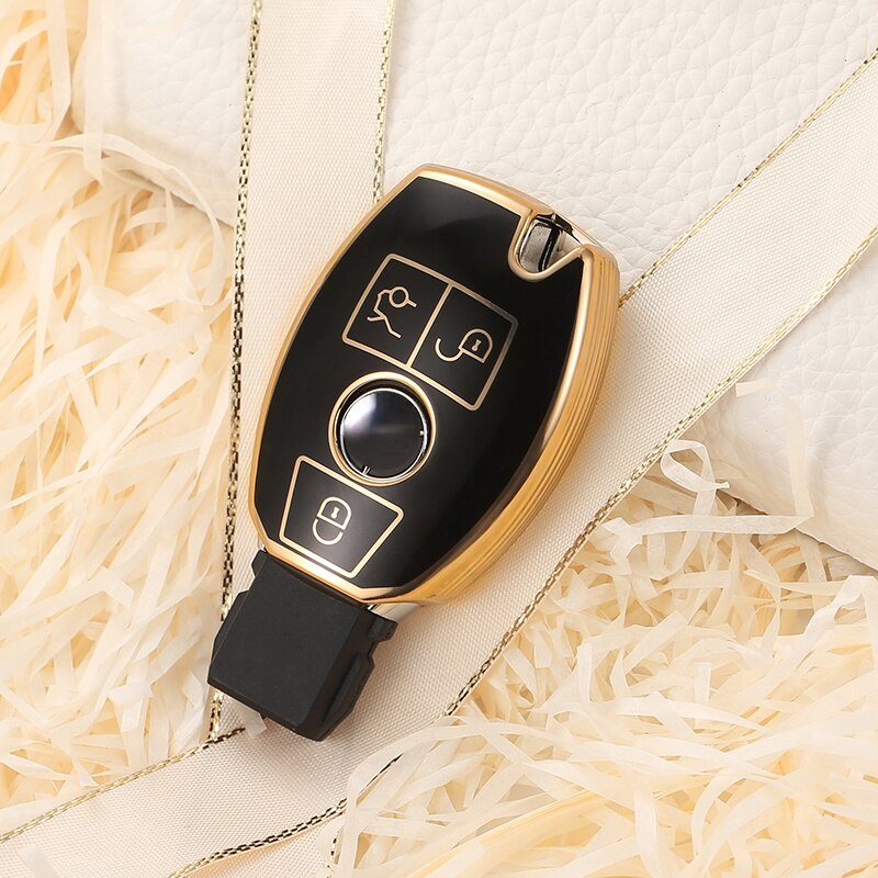 Carsine Mercedes Benz Car Key Case Golden Edge Black / Key case