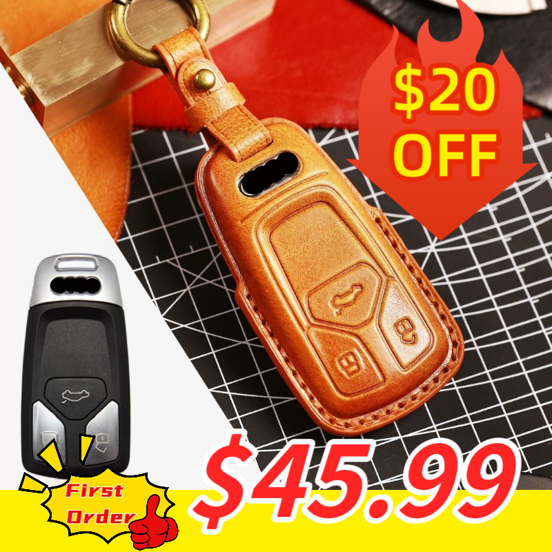 Premium Audi Leather Car Key Cover - Luxury Protection & Custom Fit for Audi Keys