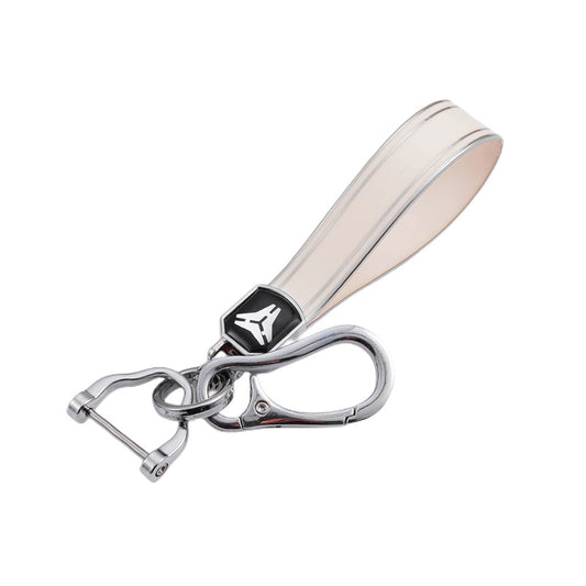 Carsine Leather Key Strap Silver Edge White