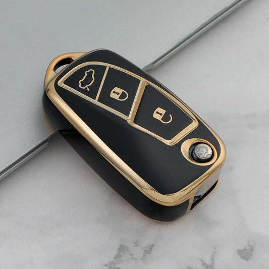 Carsine Fiat Car Key Case Golden Edge Black / Key case