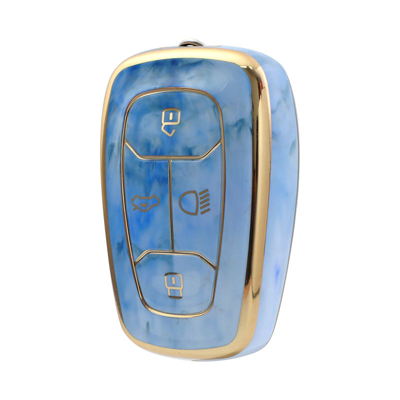 Carsine TATA Car Key Case Gold Inlaid With Jade