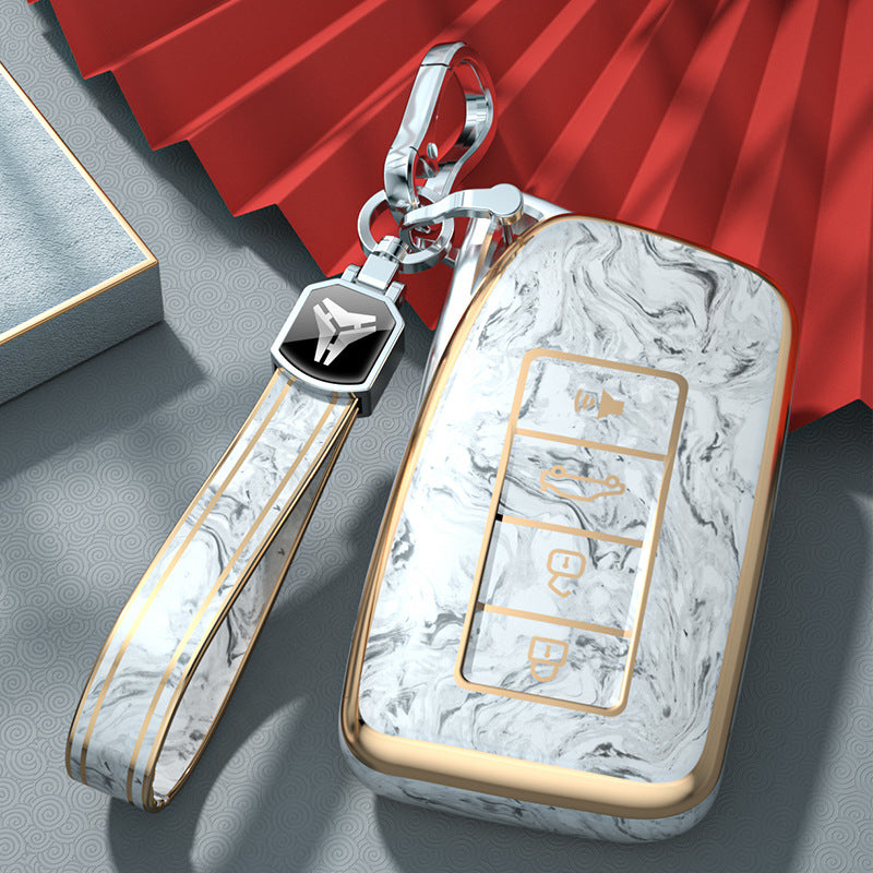 Carsine Lexus Car Key Case Gold Inlaid With Jade Grey / Key case + strap