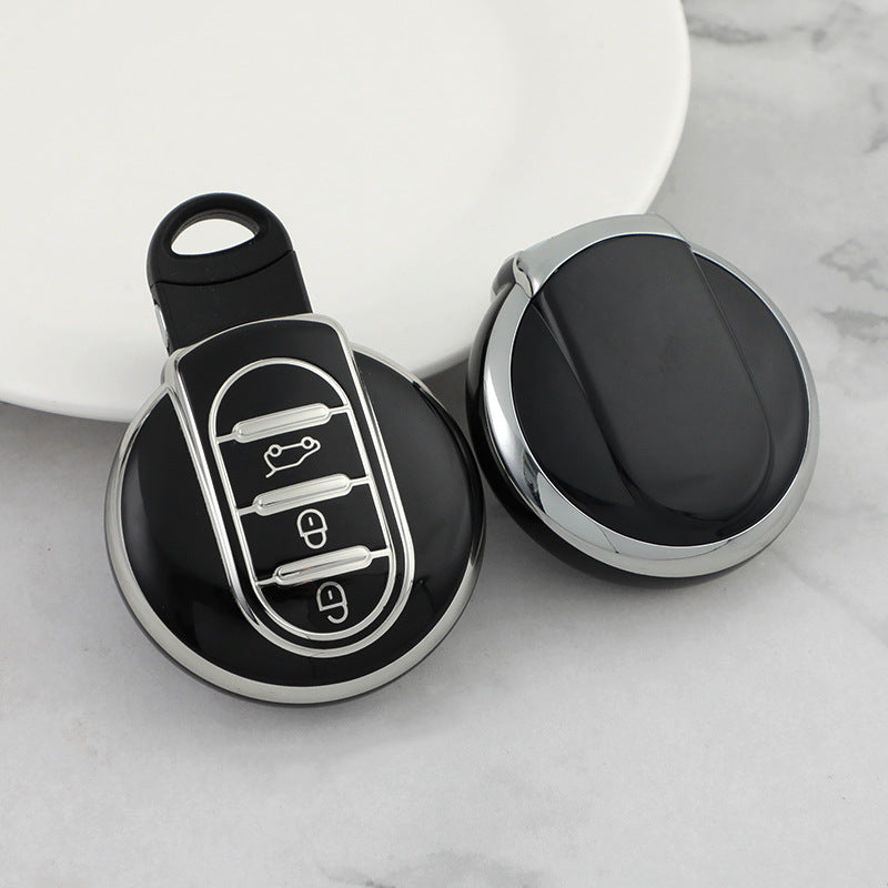 Carsine BMW Mini Car Key Cover Silver Edge Black / Key case