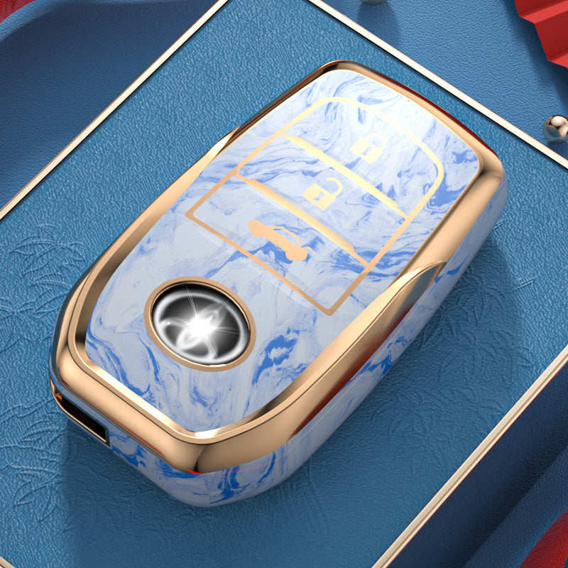 Carsine Toyota Car Key Case Gold Inlaid With Jade Blue / Key case