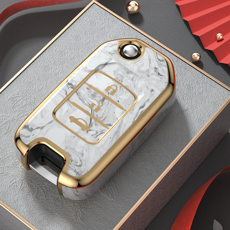 Carsine Honda Car Key Case Gold Inlaid With Jade Grey / Key case