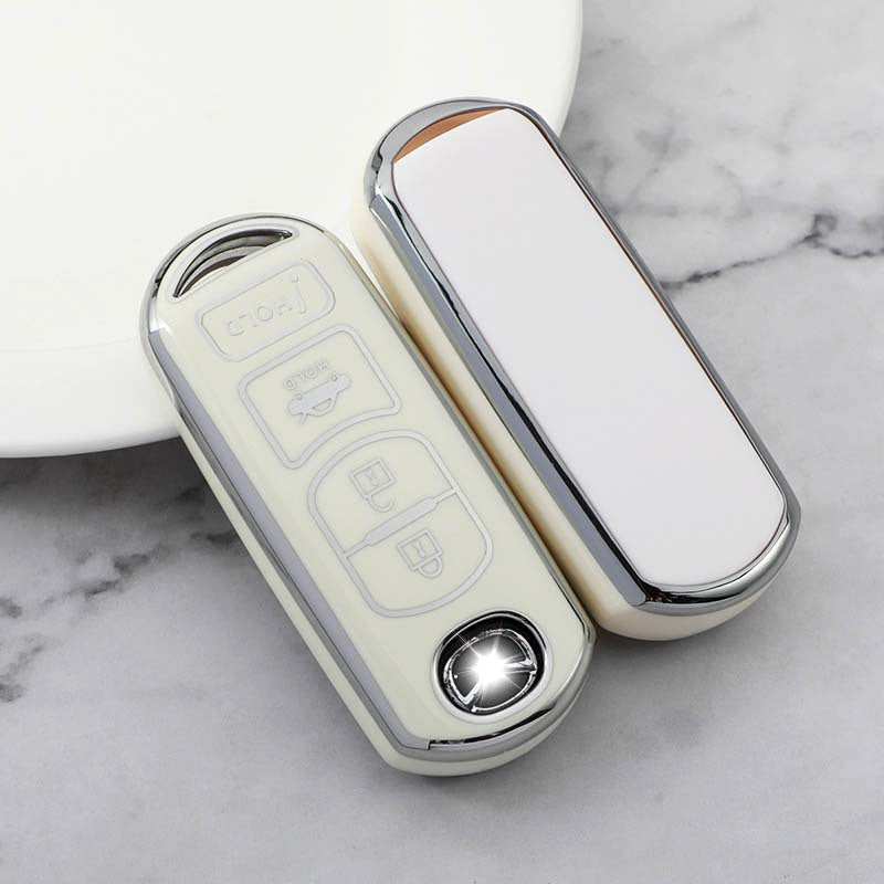 Carsine Mazda Car Key Cover Silver Edge White / Key case