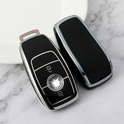 Carsine Mercedes Benz Car Key Cover Silver Edge Black / Key case