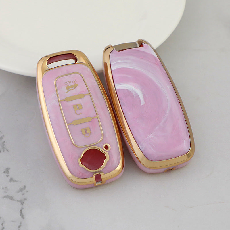 Carsine Nissan Car Key Case Gold Inlaid With Jade Pink / Key case