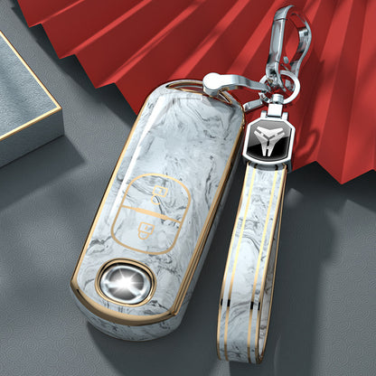 Carsine Mazda Car Key Case Gold Inlaid With Jade Grey / Key case + strap