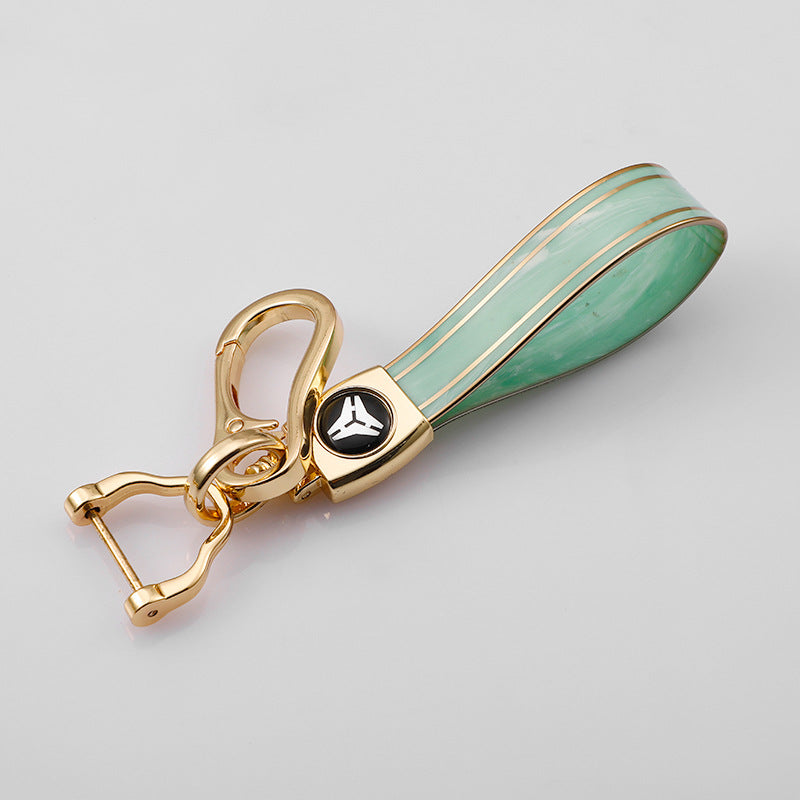 Carsine Gold Inlaid Jade Key Chain Green