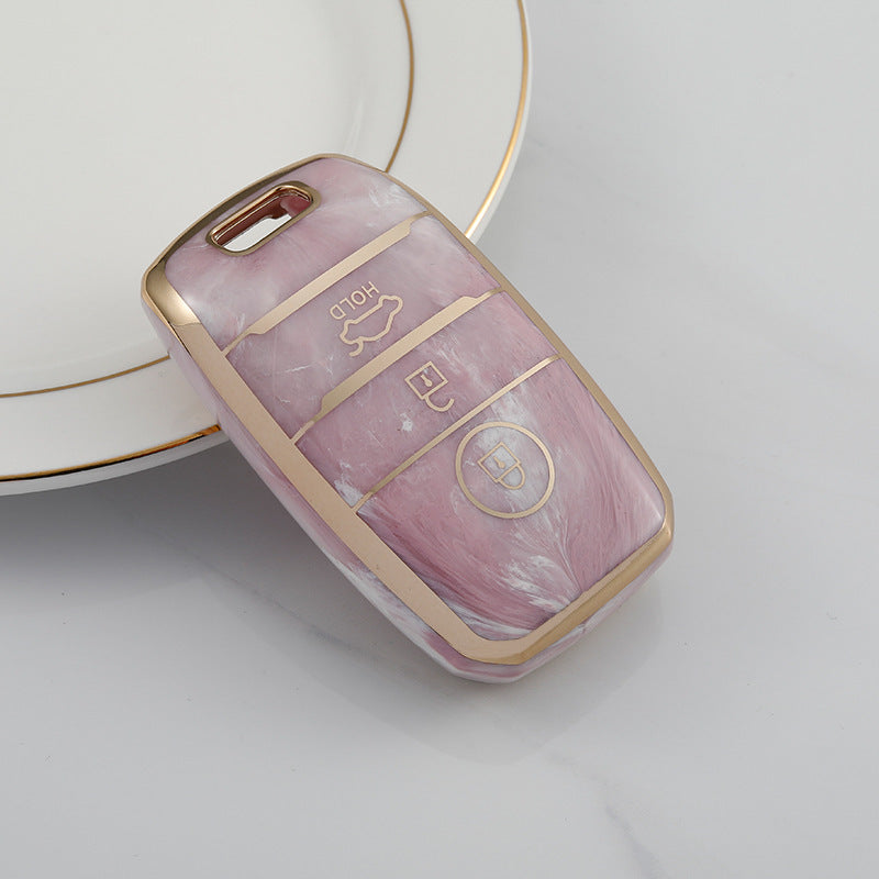 Carsine Kia Car Key Case Gold Inlaid With Jade Pink / Key case