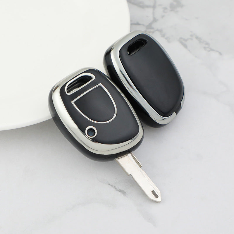 Carsine Renault Car Key Cover Silver Edge Black / Key case