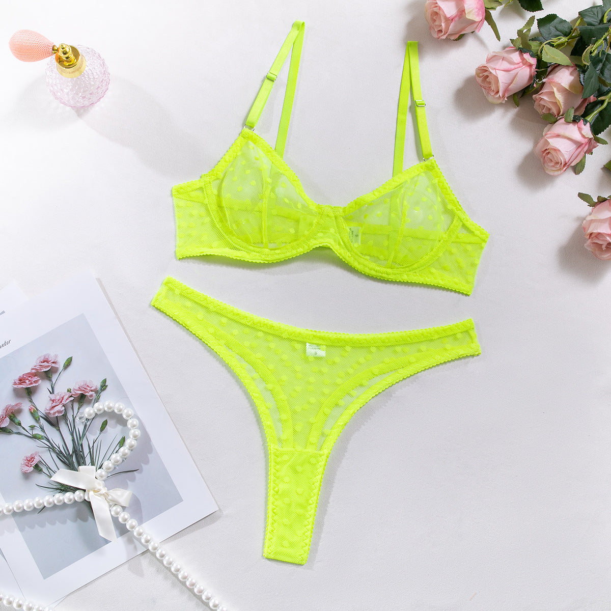 Polka Dot Thong Sexy Lingerie 2-Piece Set G string Thong