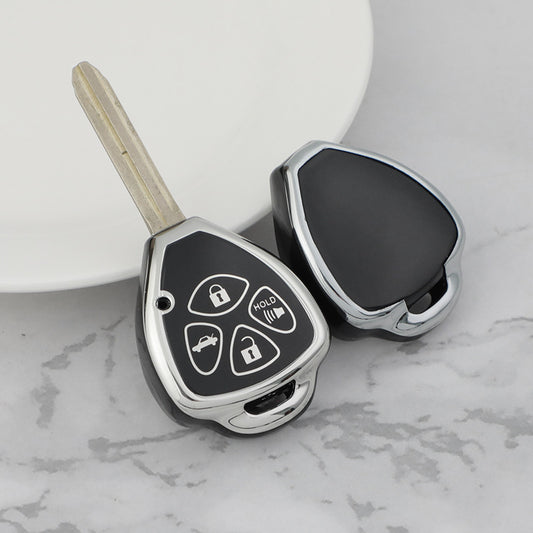 Carsine Toyota Car Key Cover Silver Edge Black / Key case