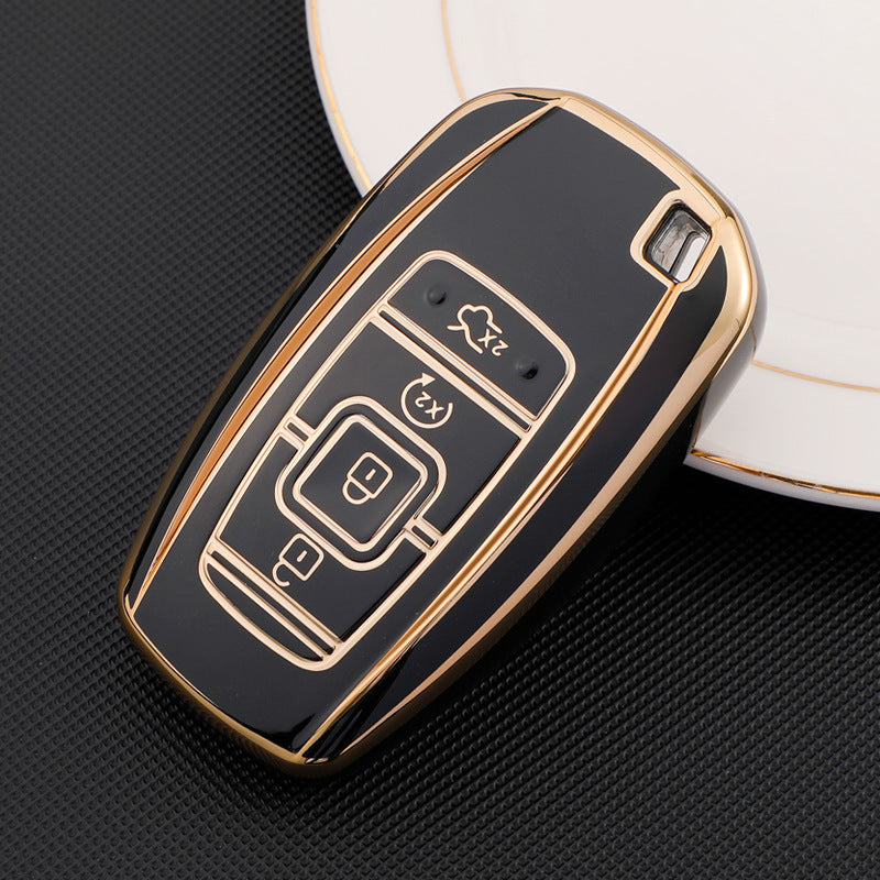 Carsine Lincoln Car Key Case Golden Edge Black / Key case