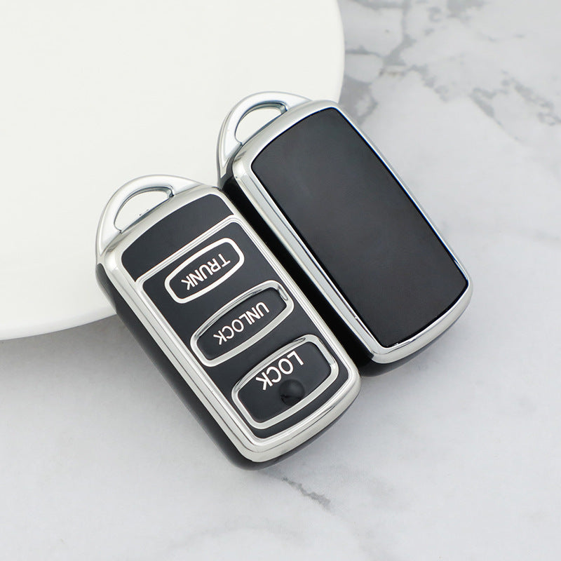 Carsine Mitsubishi Car Key Cover Silver Edge Black / Key case