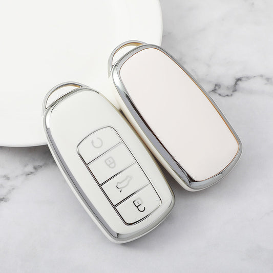 Carsine Chery Car Key Case Silver Edge White / Key case